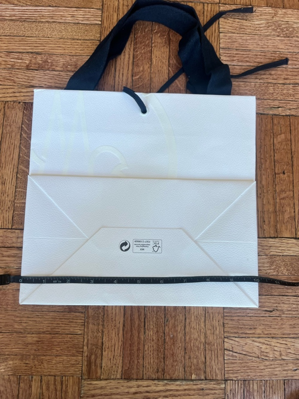 Moncler White Logo Paper shopping Tote w Black Ribbon Handles PLUS receipt cover - Picture 4 of 10